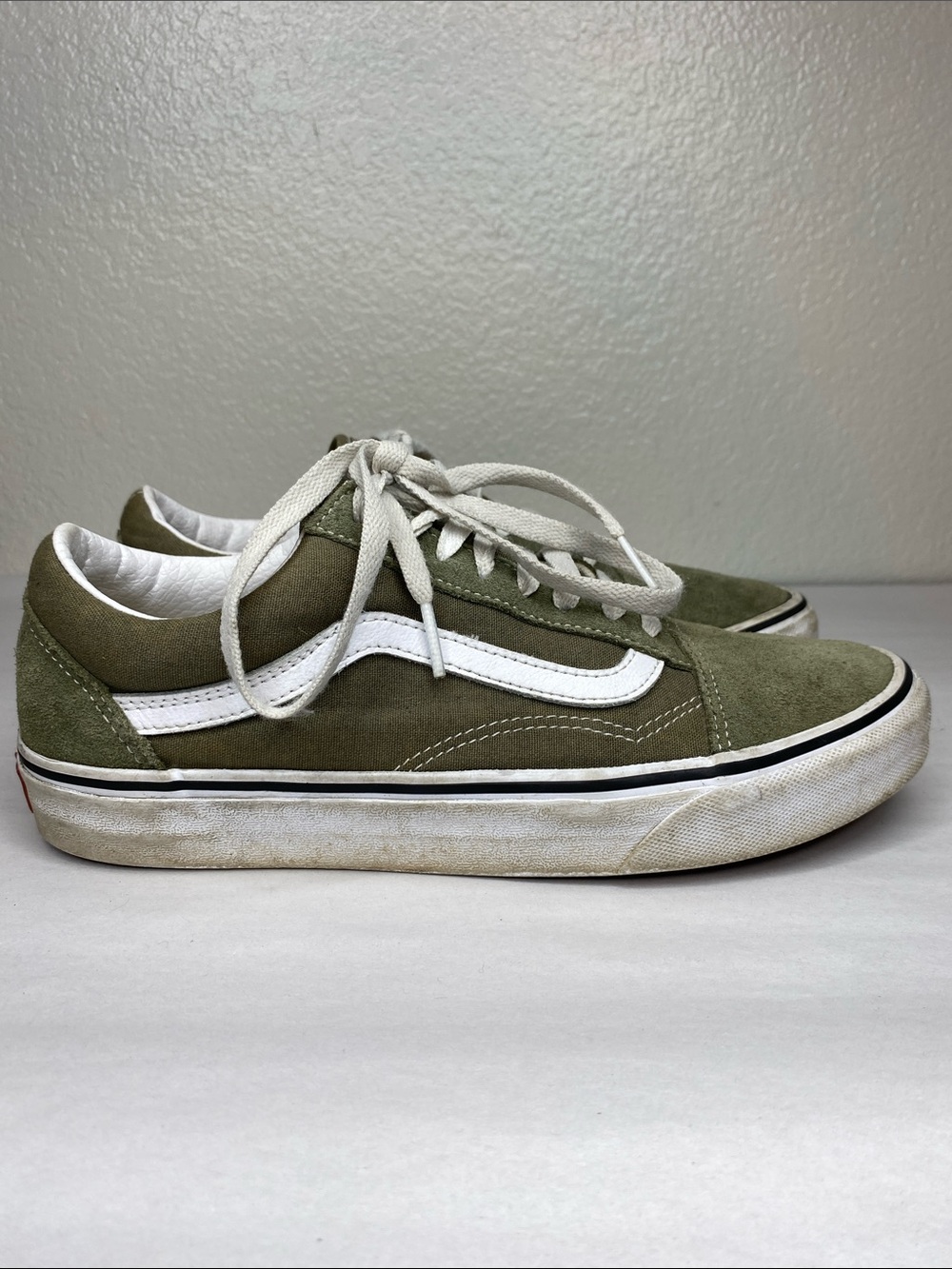 Vans Old Skool Olive Green Canvas Leather Suede Sneakers Men’s 8 Women’s 9.5